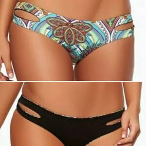 L*Space Zulu Tribal Estella Bikini Bottom Reversible Hipster Black SZ XS